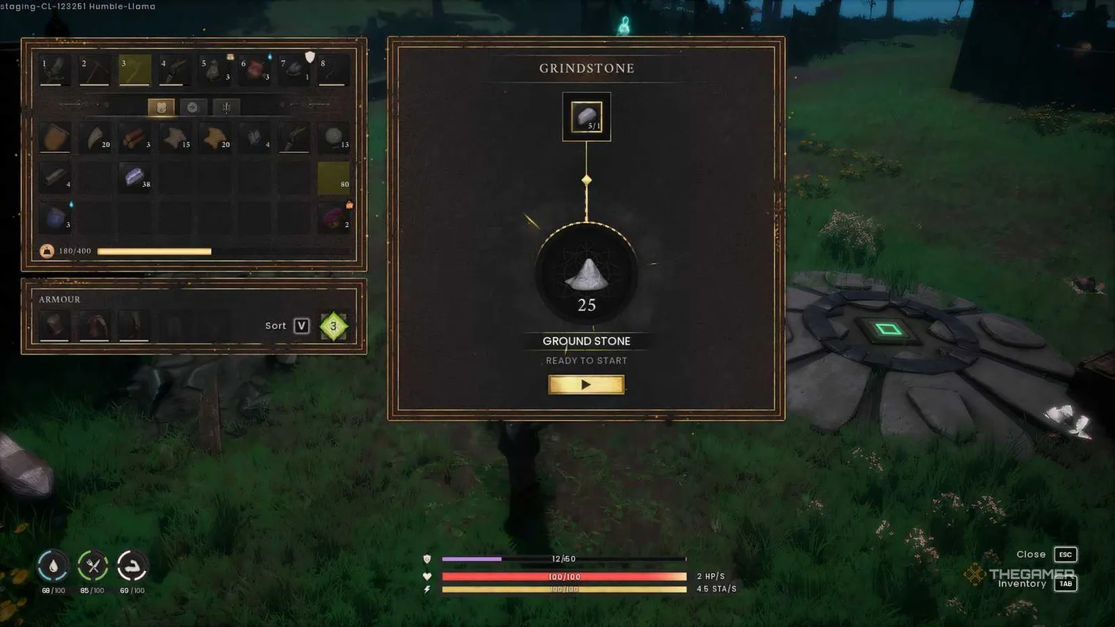 RuneScape: Dragonwilds Grindstone processing Stone into Ground Stone