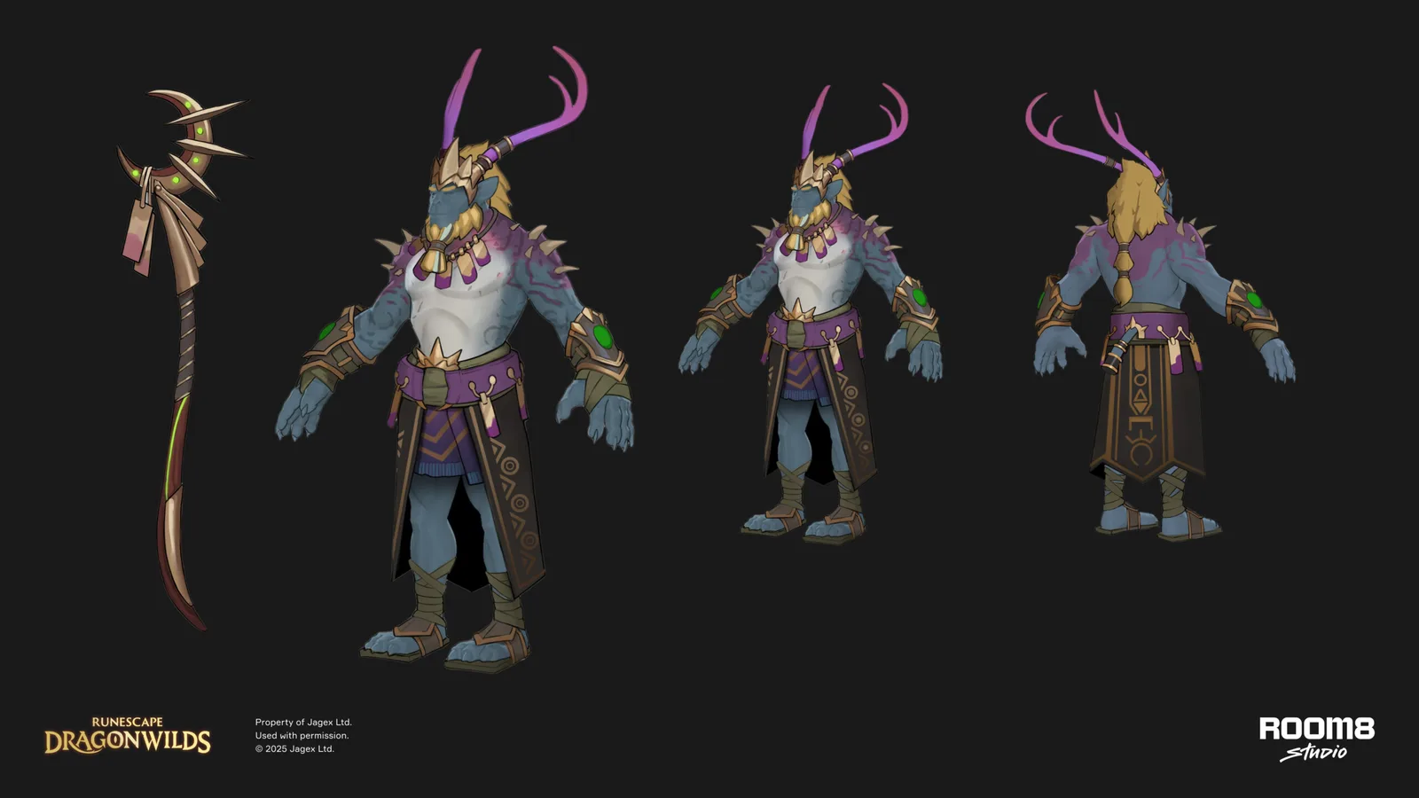 RuneScape Dragonwilds Garou shaman character and staff concept art