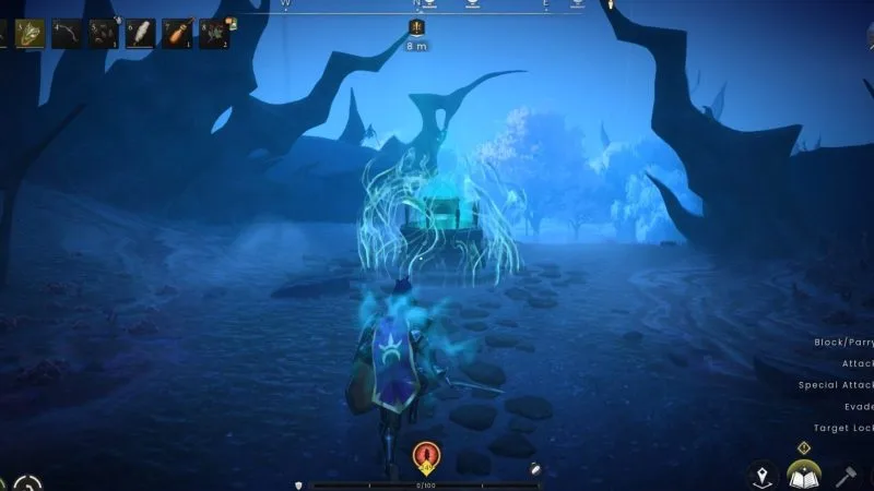 Spectral tangles blocking the first purification fountain in Fellhollow