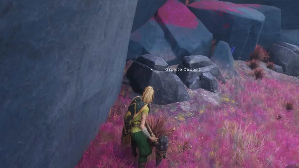 Dark Granite deposit in the RuneScape: Dragonwilds landscape