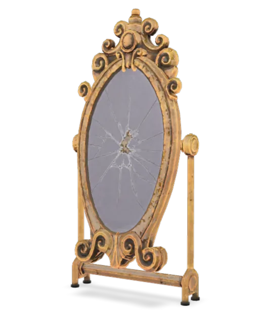 The cracked mirror NPC used to begin Mirror Mirror