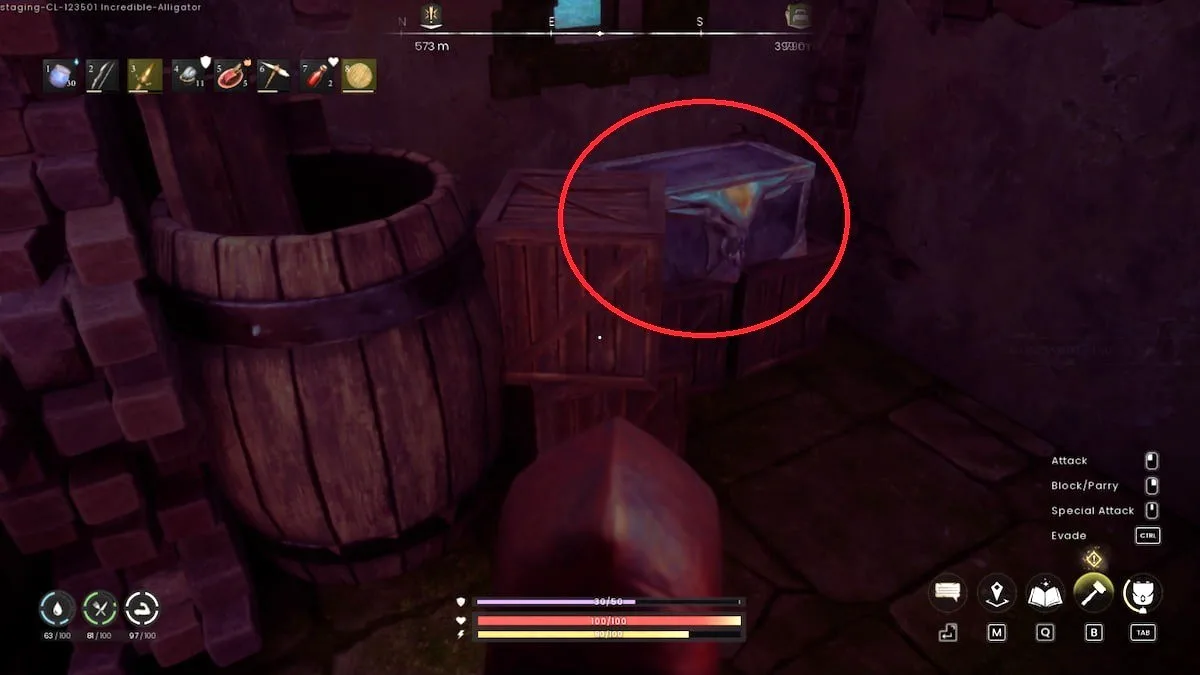 The reliquary chest inside the Outlook Ruins