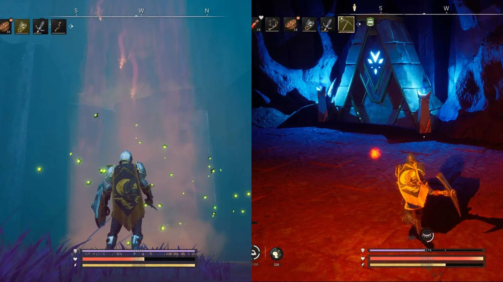 Waterfall and Dragonkin vault entrance at the Lake of Lost Souls
