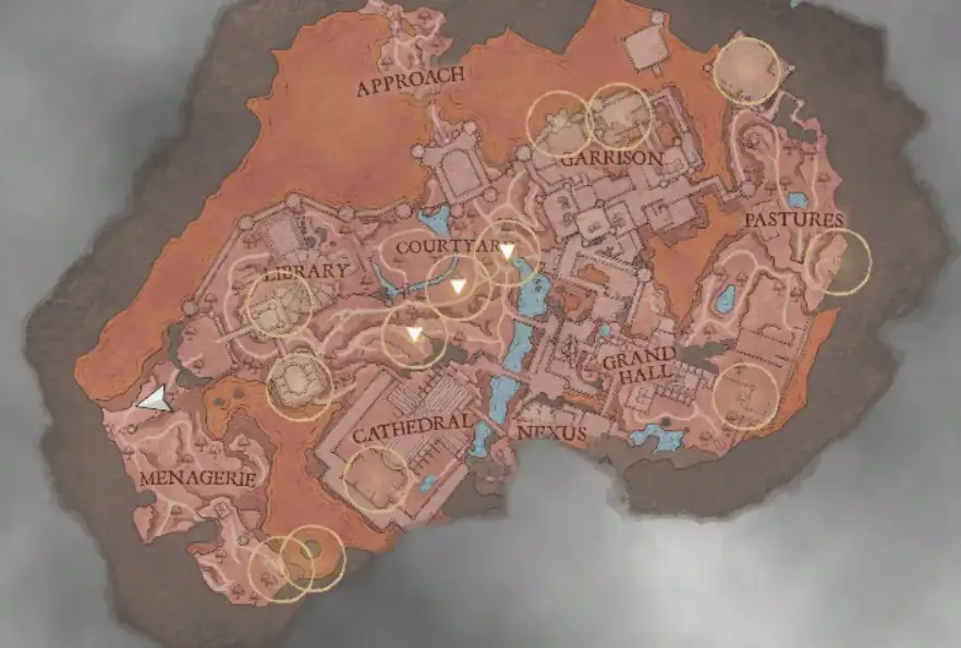 Map showing the locations of the thirteen Dreaming Stone shards