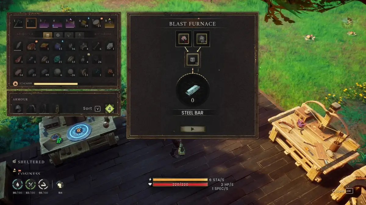 Steel Bar recipe and input materials in the Blast Furnace