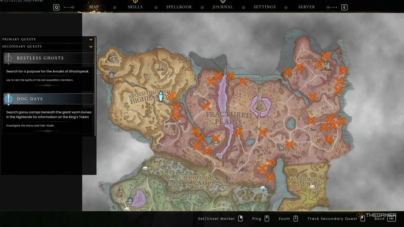 Tin Ore deposits marked on a Fractured Plains map